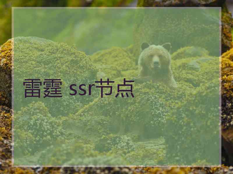 雷霆 ssr节点