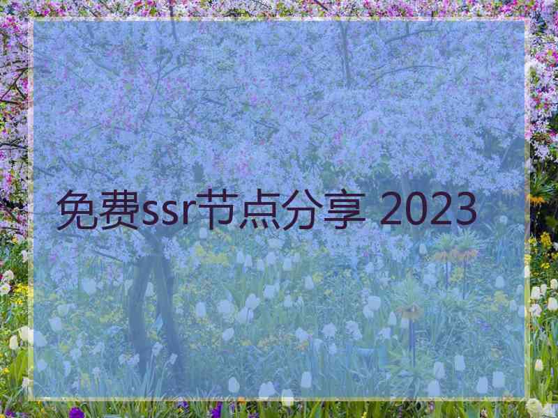 免费ssr节点分享 2023