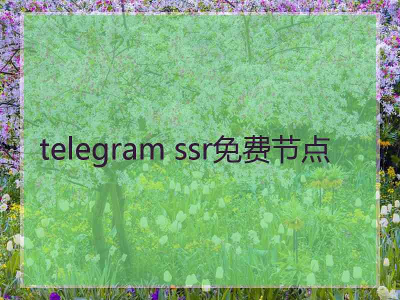 telegram ssr免费节点